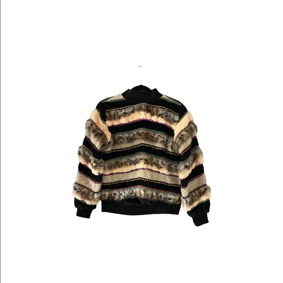 Conditions Apply Textured Trieste Faux Fur & Sherpa Button Up Bomber Jacket- S - Picture 9 of 12